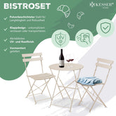 KESSER® Bistroset 3-delige Tafel met 2 inklapbaar stoelen - Balkonset Bistrotafel Bistrostoel Vouwmeubels Tuinset Zitgroep Metalen Tuintafel - Cappuccino